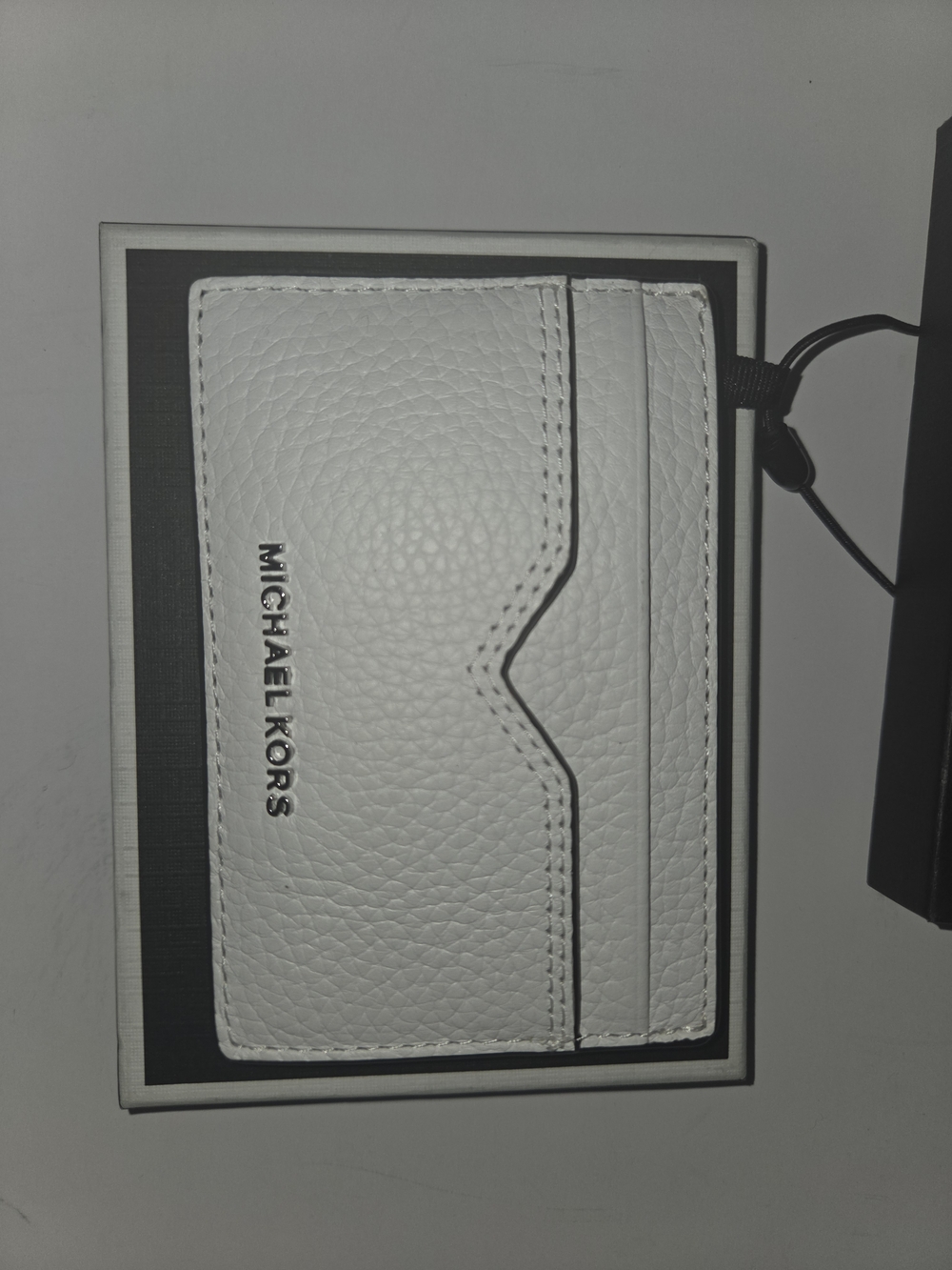 Michael Kors Bright White Notched Leather Card Case